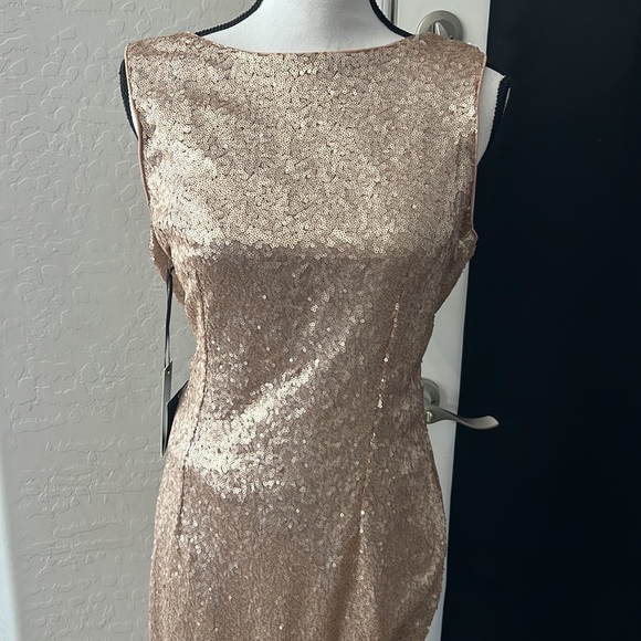 NWT, LULUS, Gold, Sequins, Low Scoop Back, Formal, Bridesmaids, Dress, S… - Picture 3 of 10